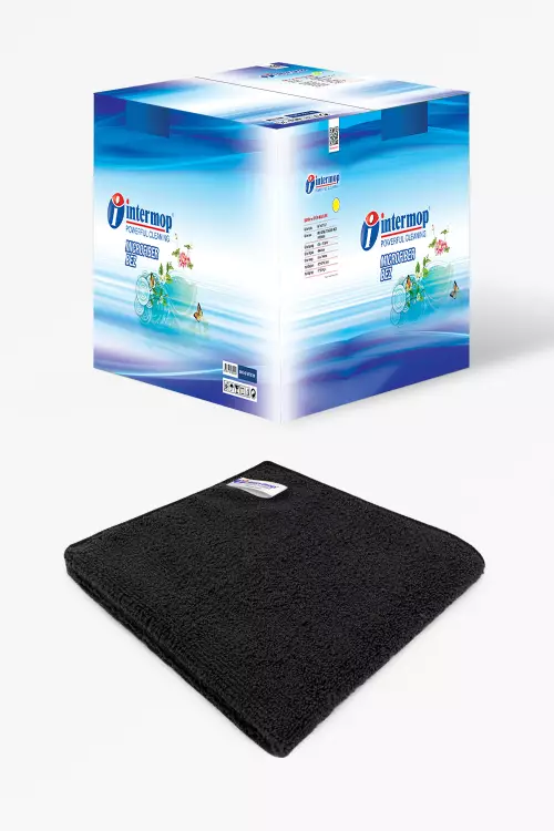 Intermop Mikrofiber Kalın Dokulu Tem. Bezi Siyah (250 Adet)
