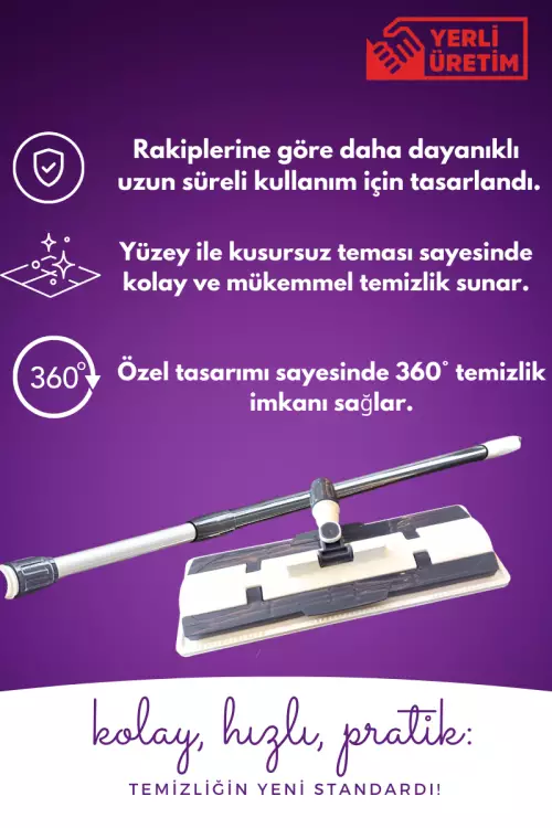 Sleepy  Easy Clean Beyaz Sabun Katkılı Mopa Uyumlu Yer Temizlik Havlusu 50 Yaprak + Mop Aparatı