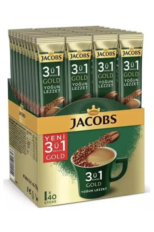 Jacobs 3'ü 1 Arada Gold Yoğun Lezzet Karışım Kahve 40'lı Kutu