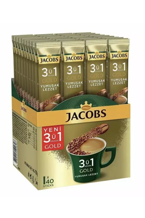Jacobs 3'ü 1 Arada Gold Yumuşak Lezzet Karışım Kahve 40'lı Kutu
