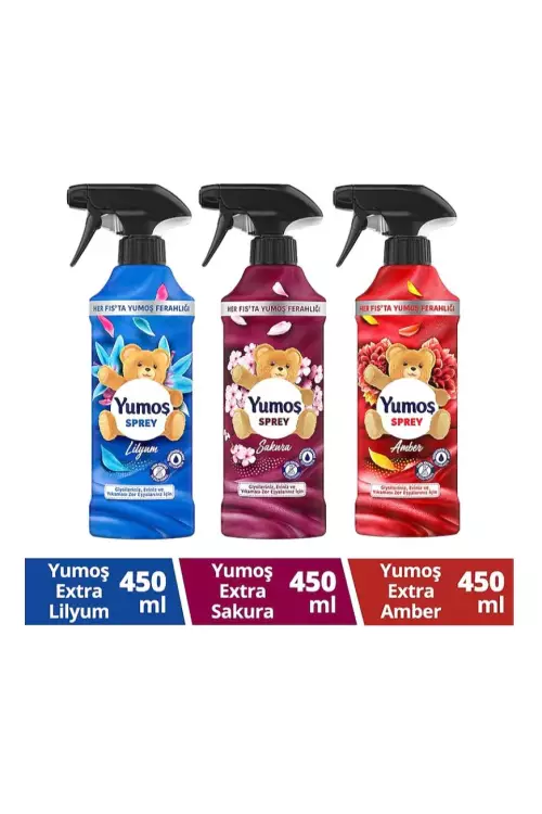 Yumoş Ev ve Tekstil Spreyi Amber-Lilyum-Sakura Yıkanması Zor Eşyalar İçin 3 Lü Set
